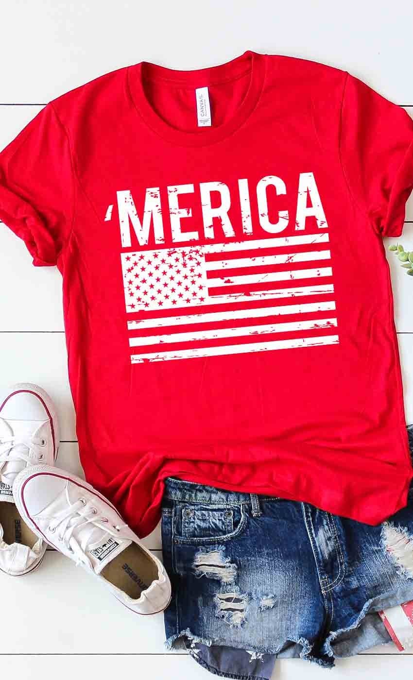 America flag Patriotic 4th of July Graphic Tee