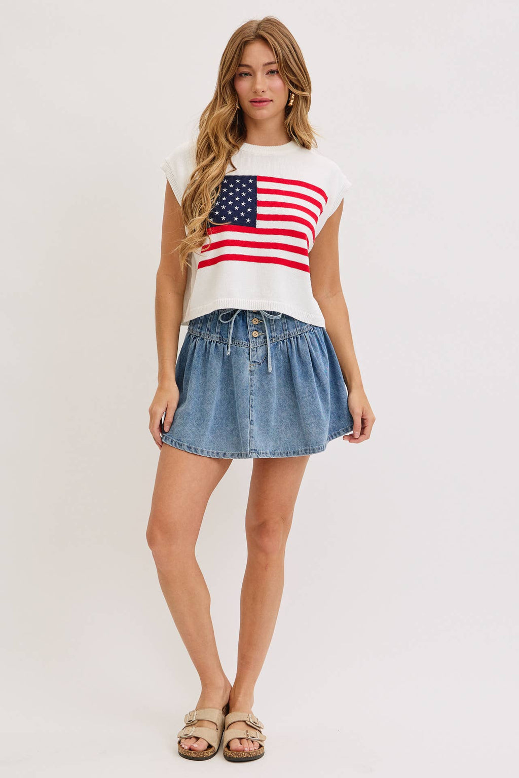 STAR AND STRIPES  AMERICAN  FLAG KNIT TOP