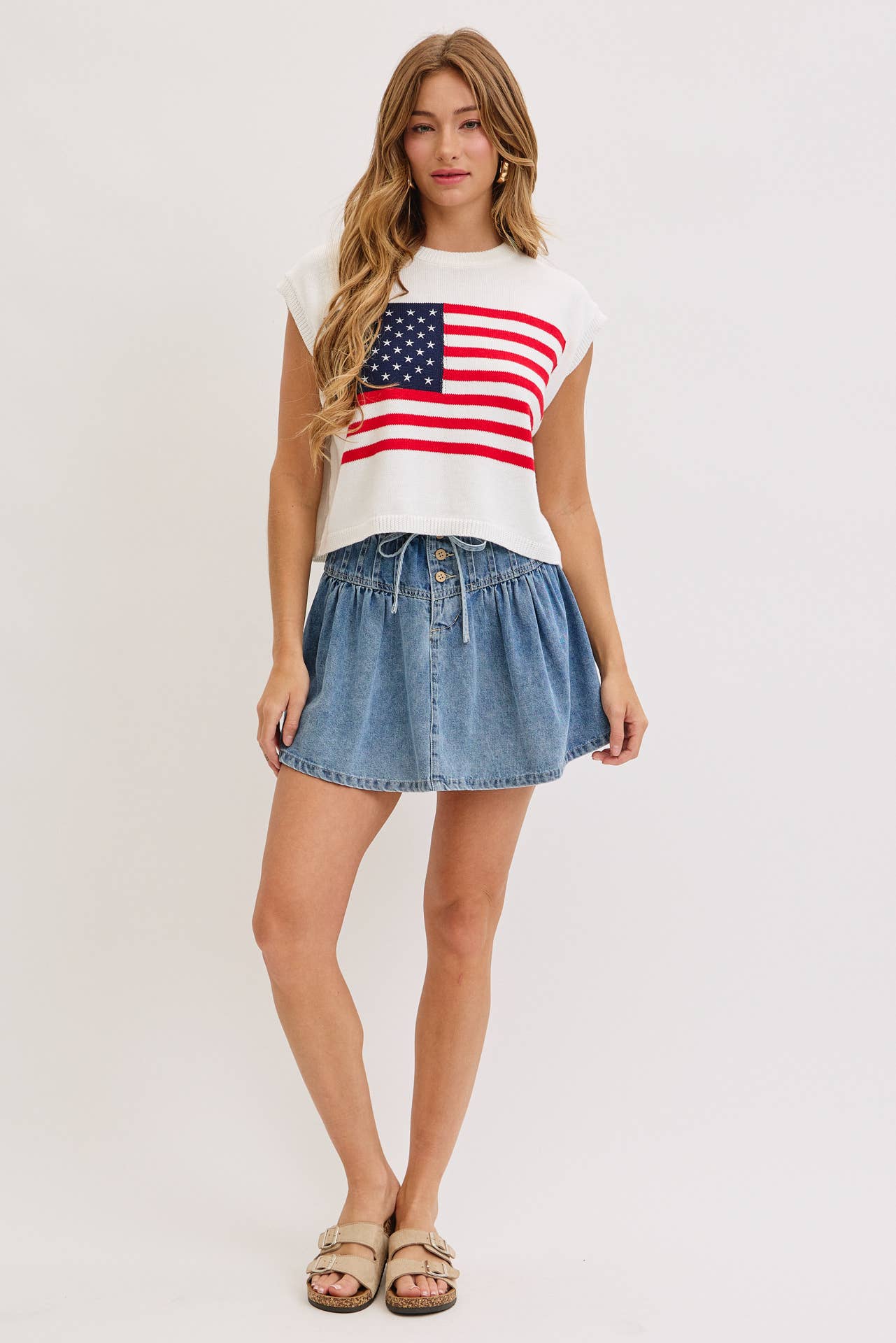 STAR AND STRIPES  AMERICAN  FLAG KNIT TOP