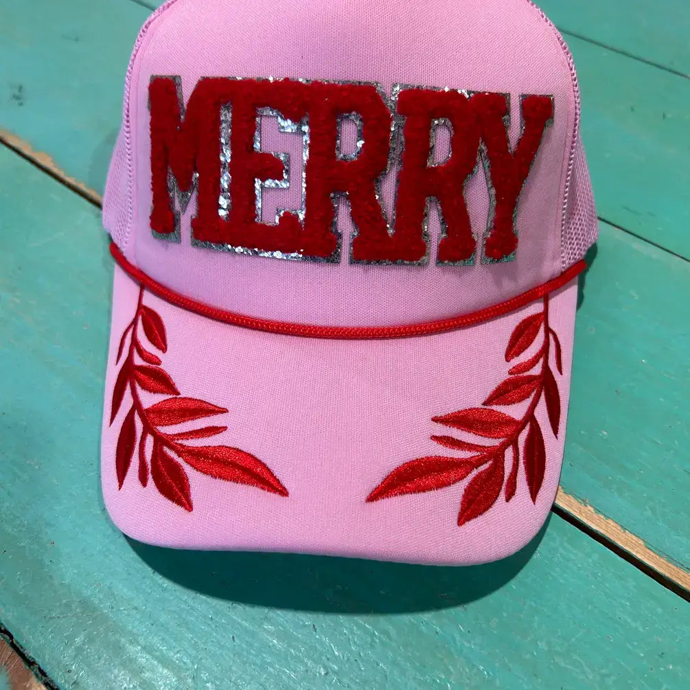 Chenille MERRY Captain Hat | Christmas Trucker | Santa Cap