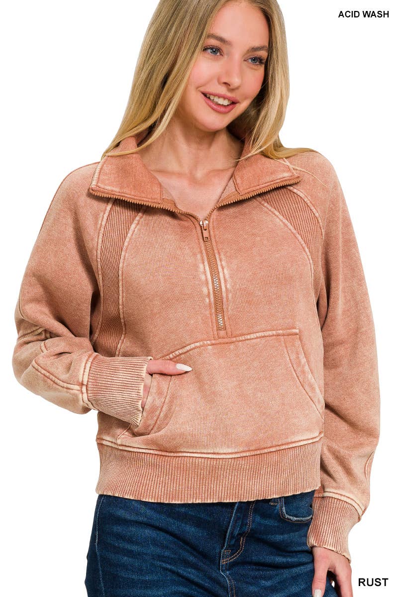 `.Half Zip Cropped Pullover