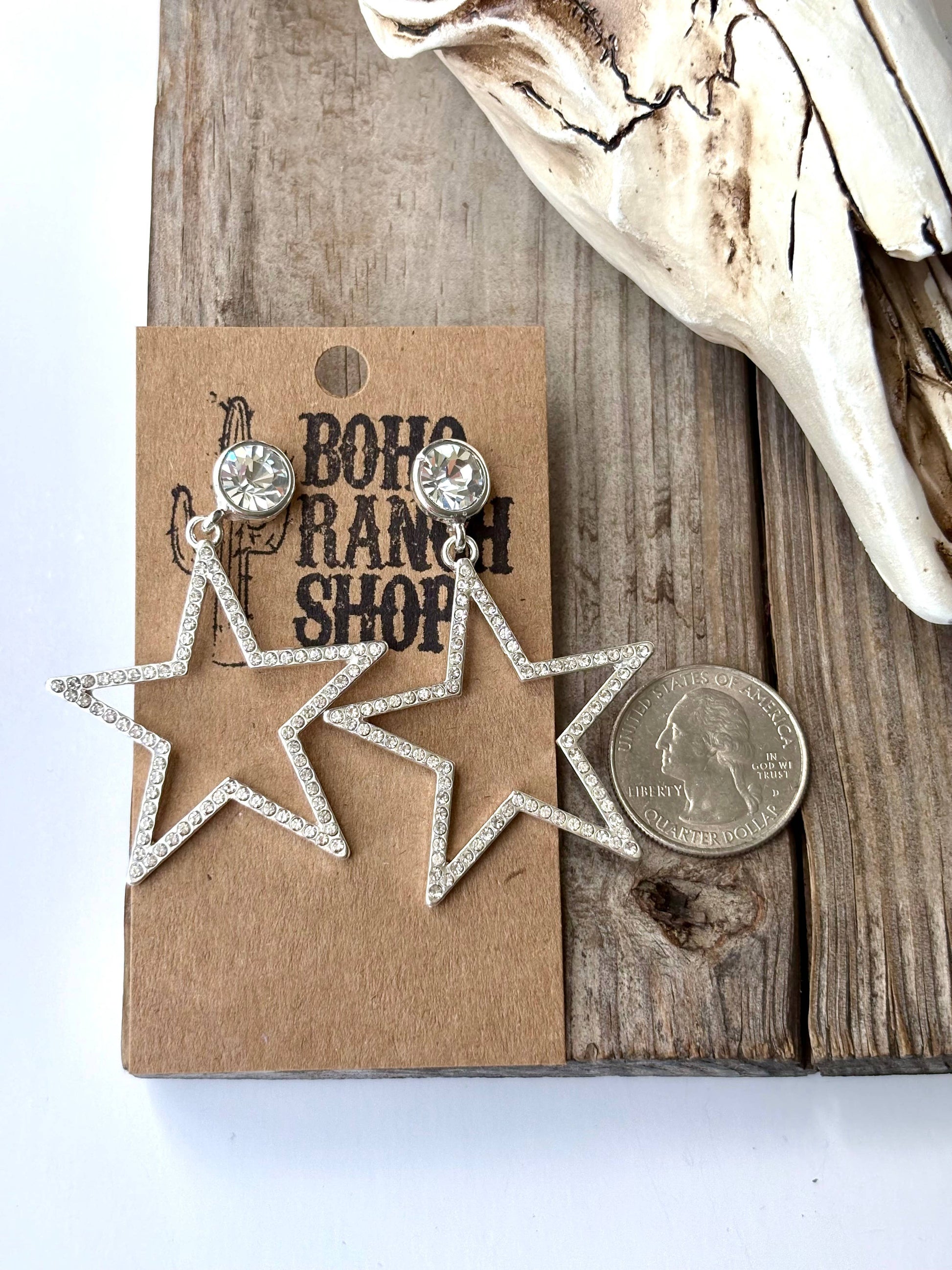 Western Style Rhinestone & Glass Stone Post Drop Earrings