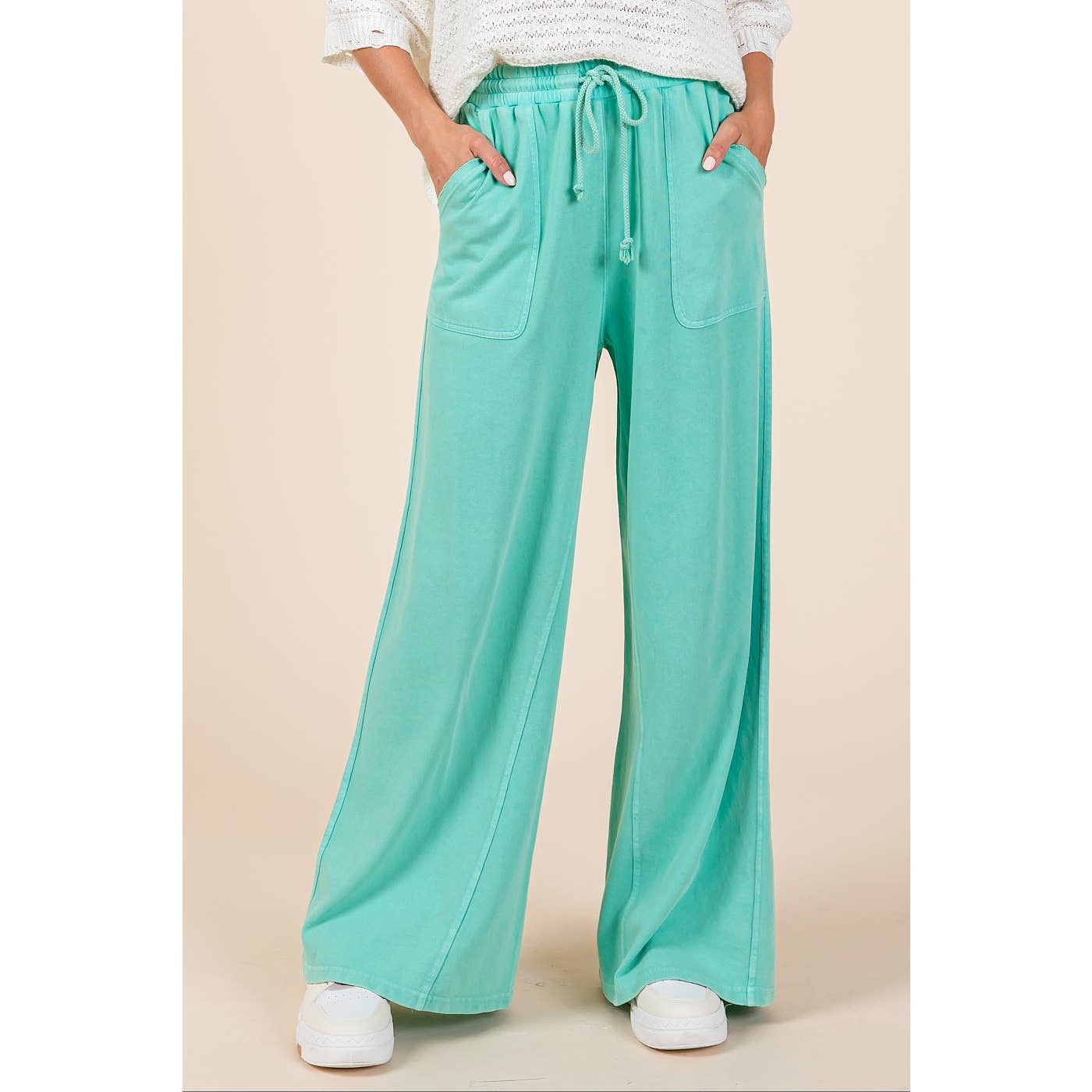 FRENCH TERRY WIDE LEG PANTS