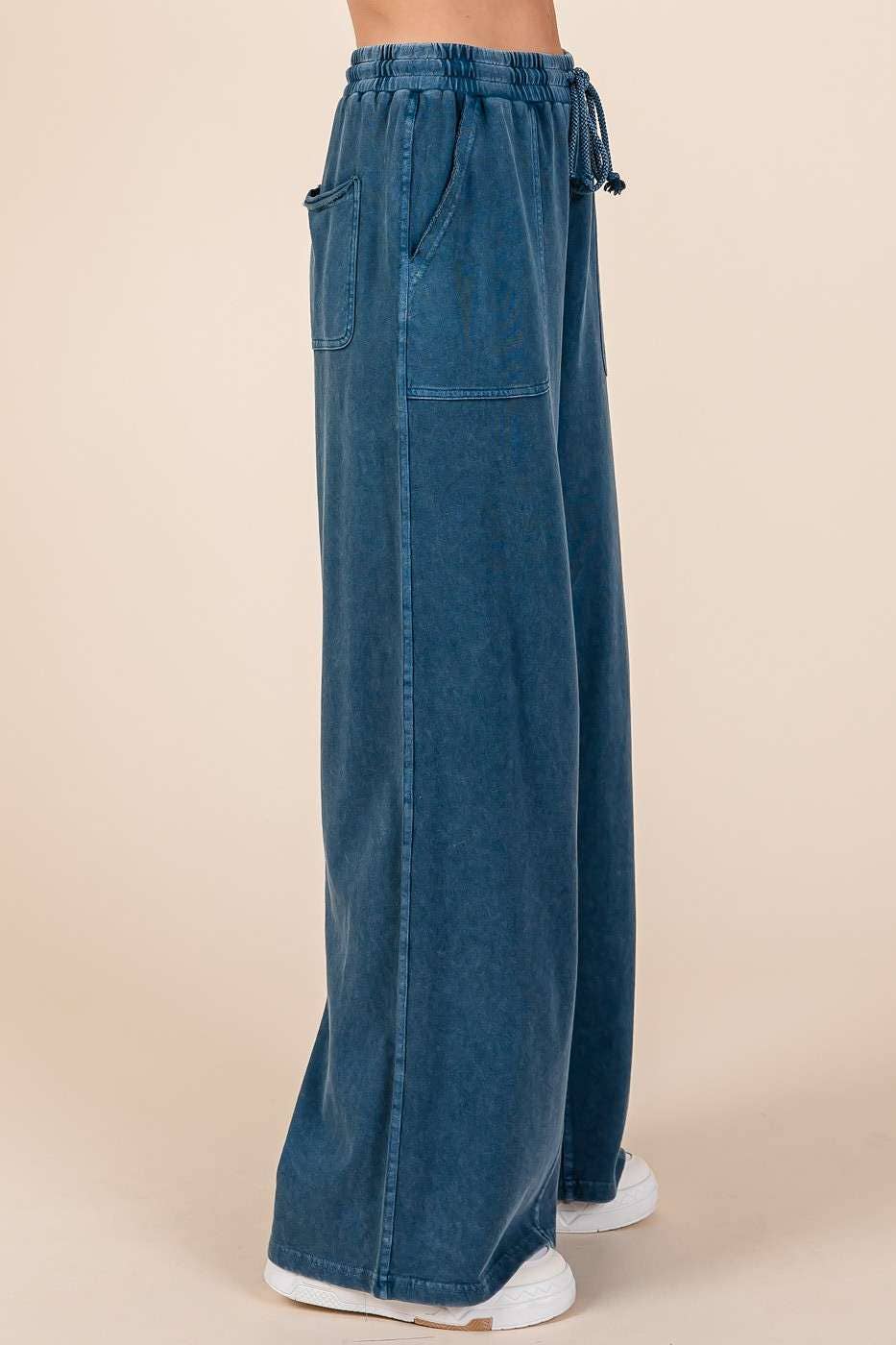 FRENCH TERRY WIDE LEG PANTS