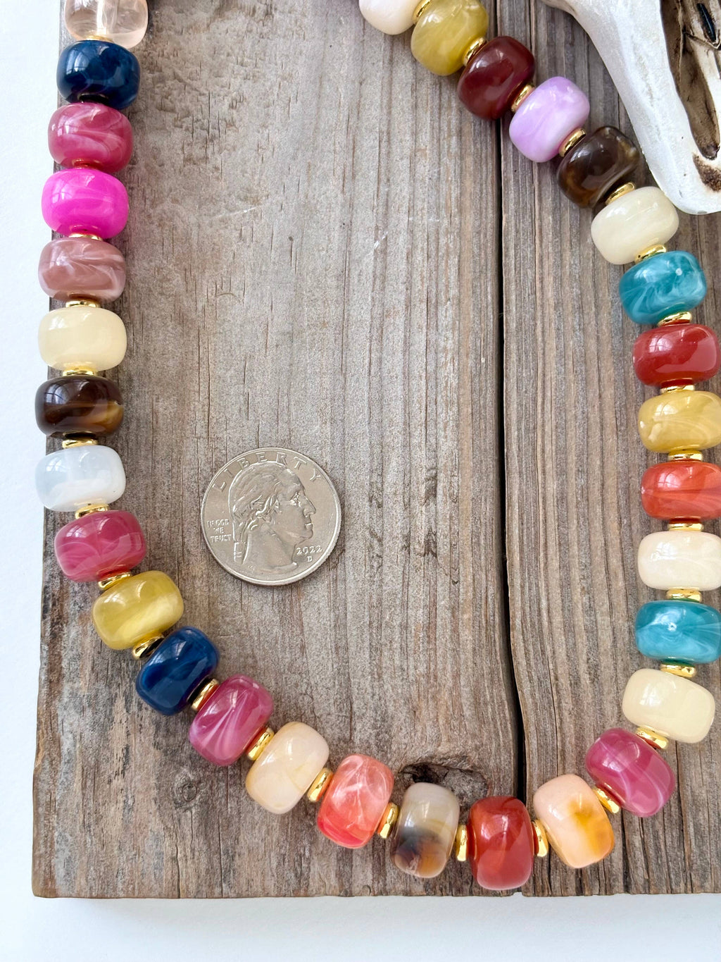 Marble Glass Bead Statement Necklace