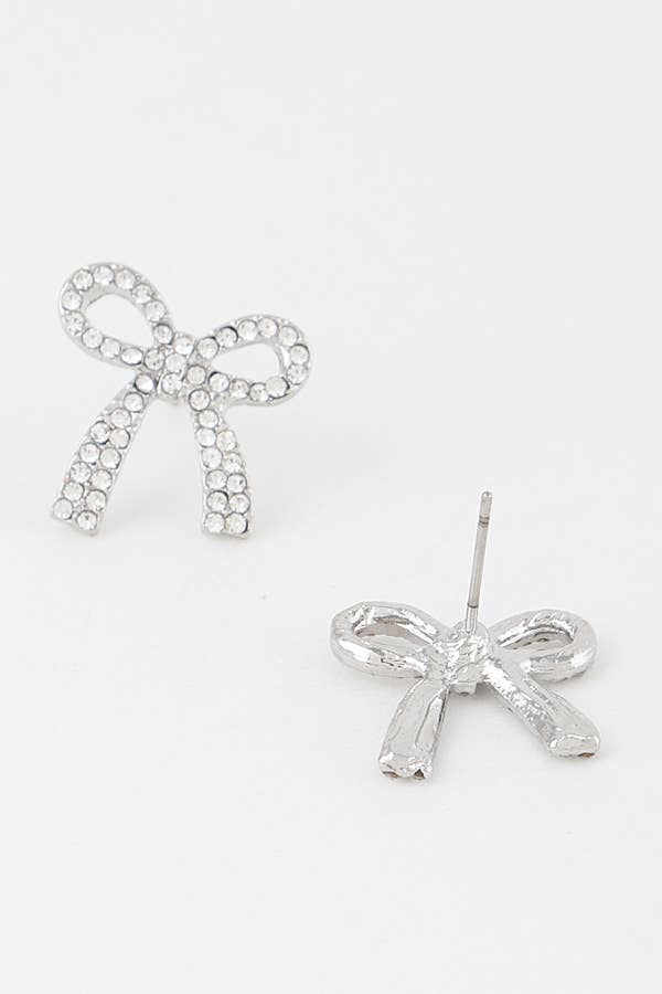 Ribbon Bow Post Earrings 28020GCL
