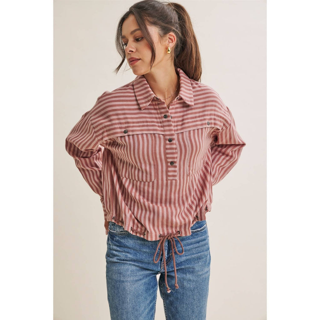 DESERT MORNING STRIPE DRAWSTRING PULLOVER