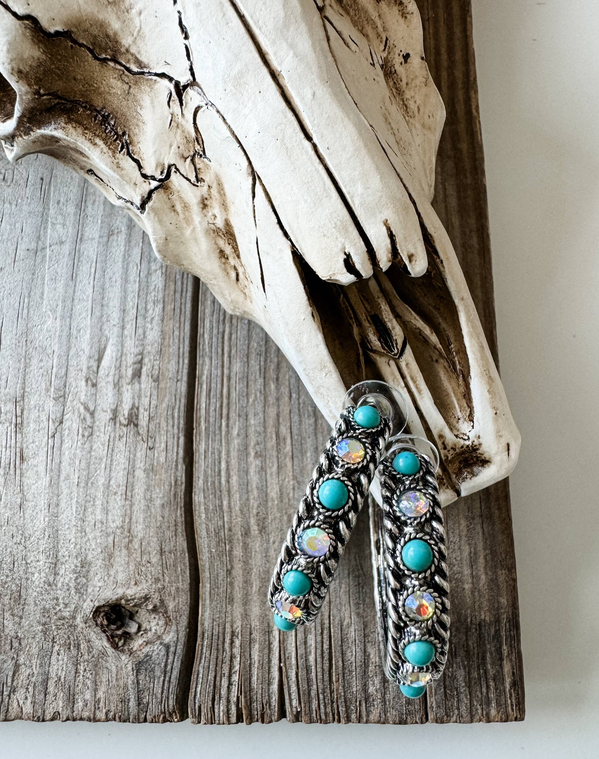 Western Stone Hoop Earrings