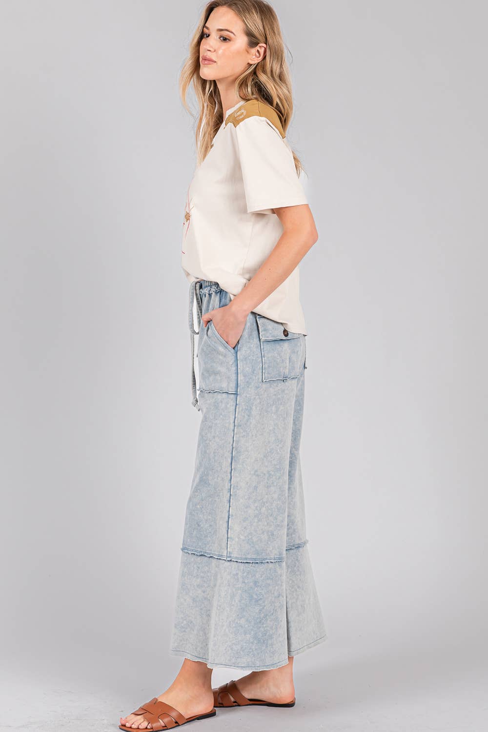 MINERAL WASHED TERRY KNIT PANTS