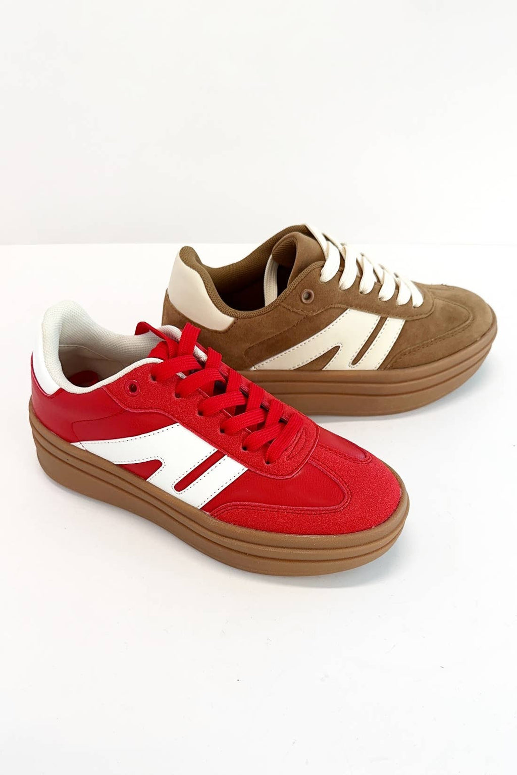 COLOR BLOCK PLATFORM SNEAKERS Red/White