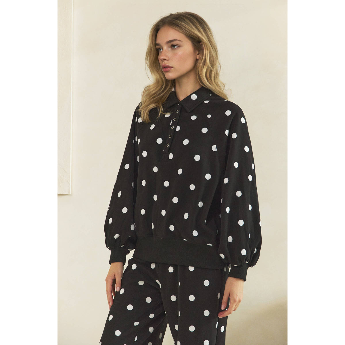 Playful Charm Polka Dot Quarter Zip