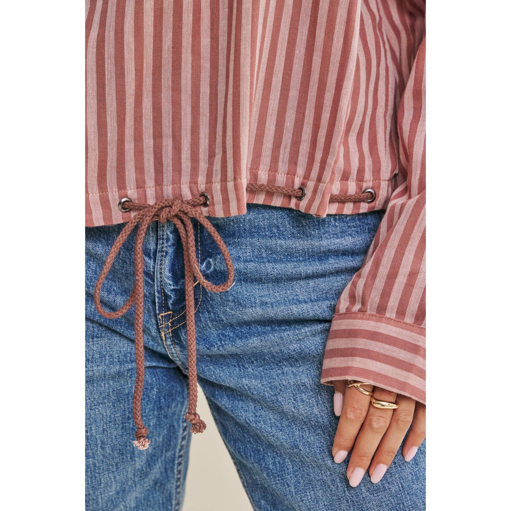 DESERT MORNING STRIPE DRAWSTRING PULLOVER