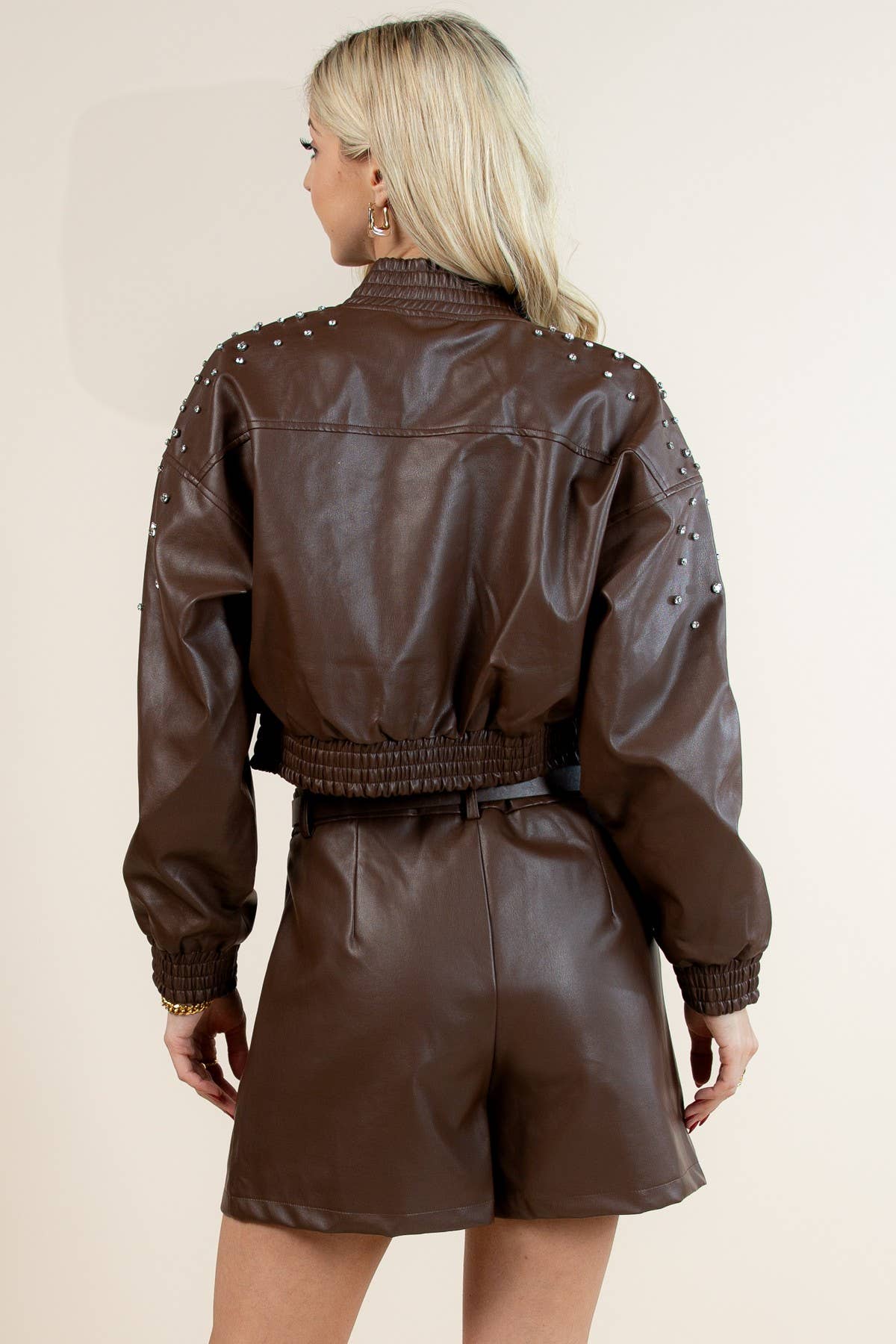 Imani Faux Leather Bomber Jacket