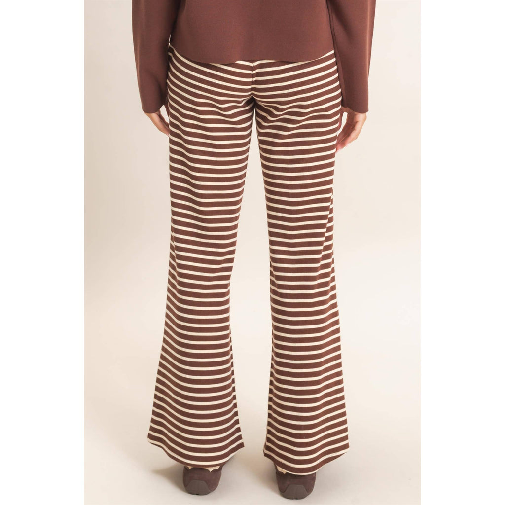 Low Rise Striped Waffle Knit Pants