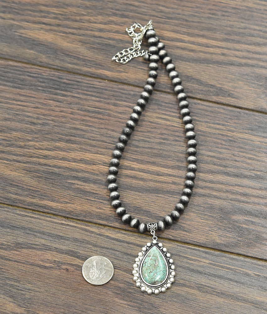 732606, 16" Handmade Navajo Turquoise Necklace