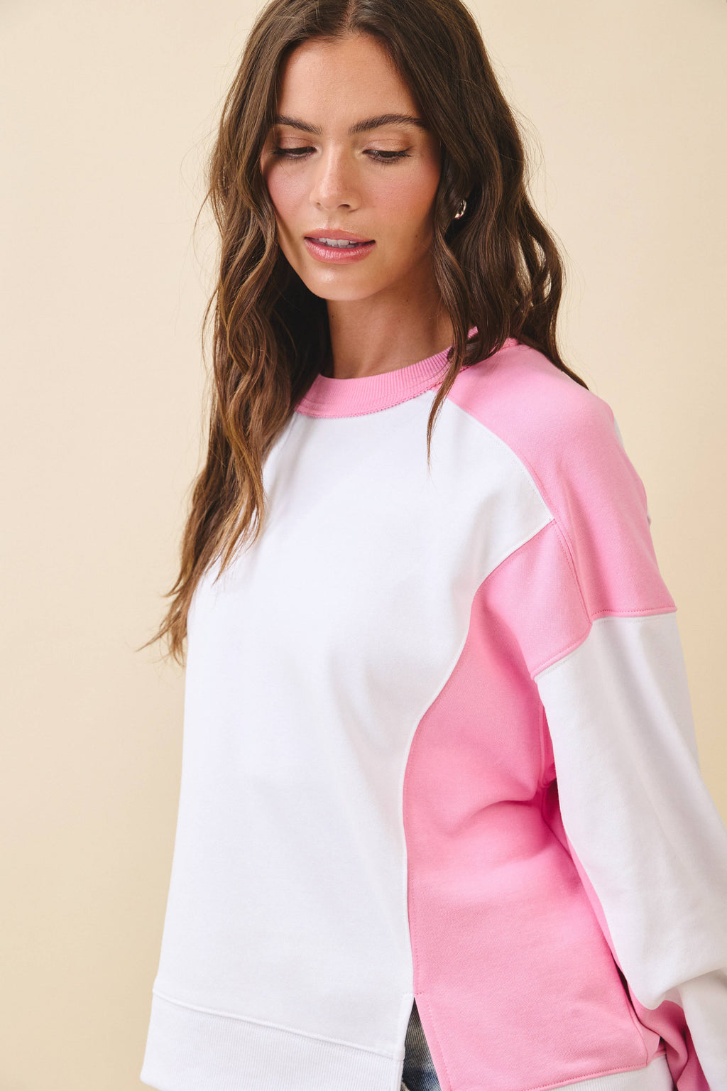 Colorblock Terry Pullover Sweatshirt