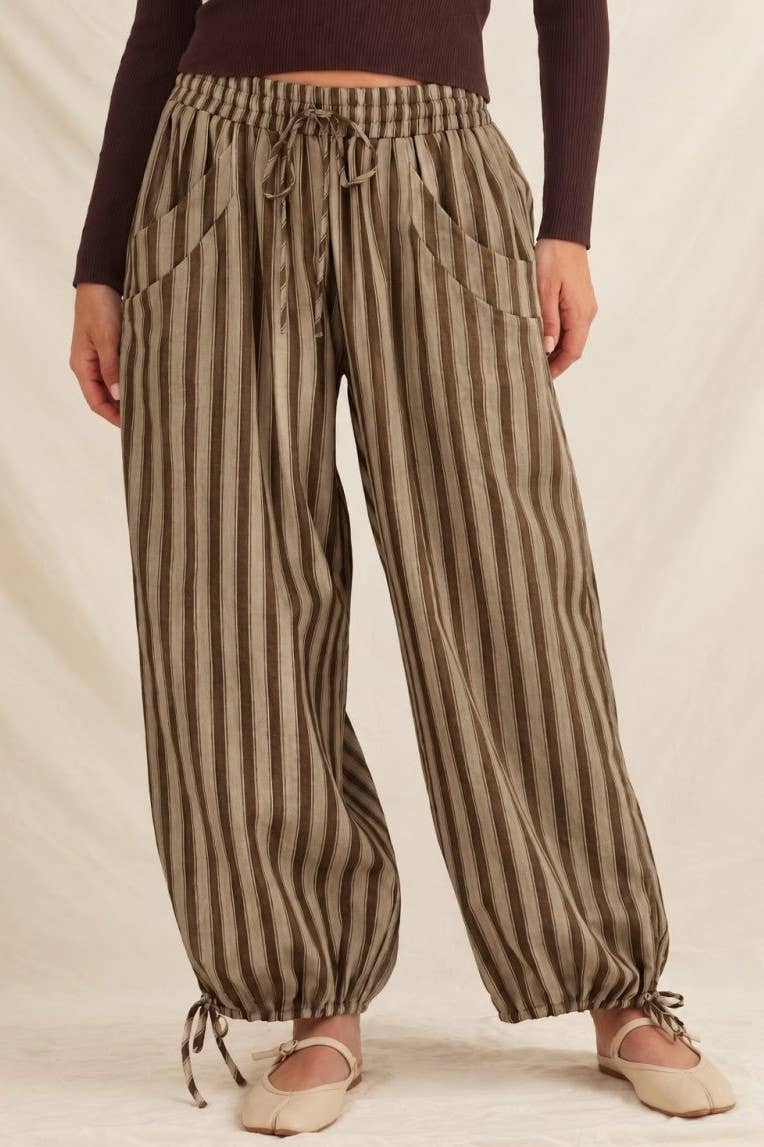 Striped Tie Hem Pants