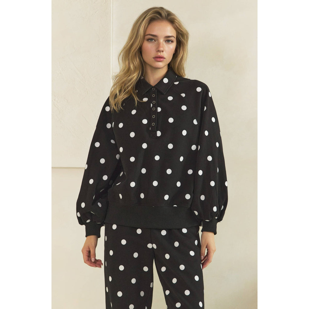 Playful Charm Polka Dot Quarter Zip