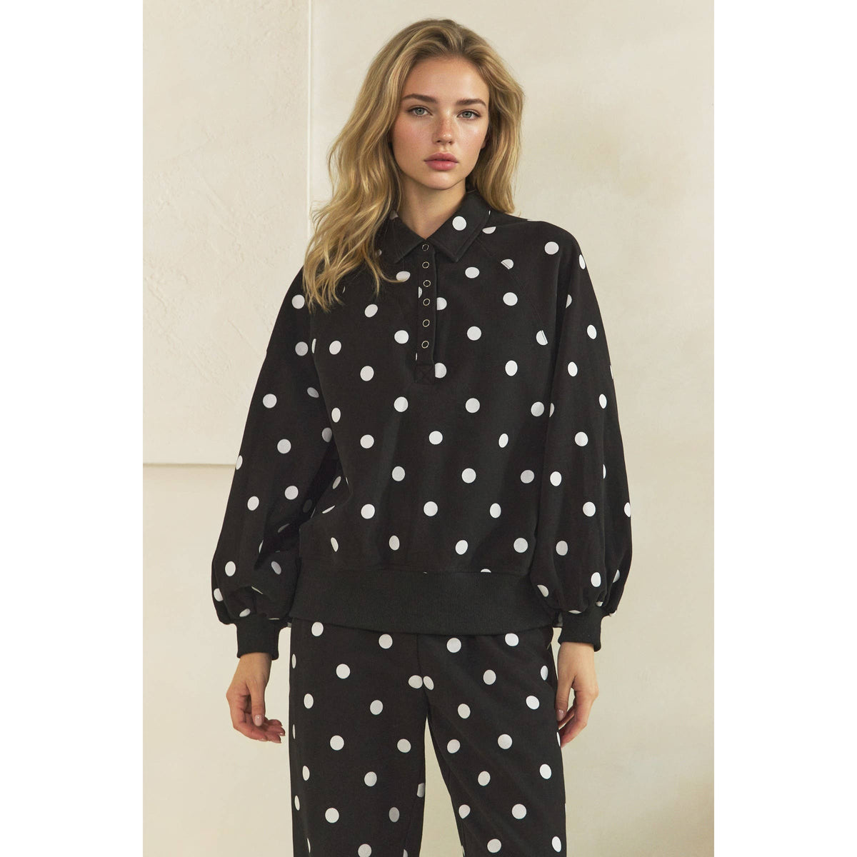Playful Charm Polka Dot Quarter Zip