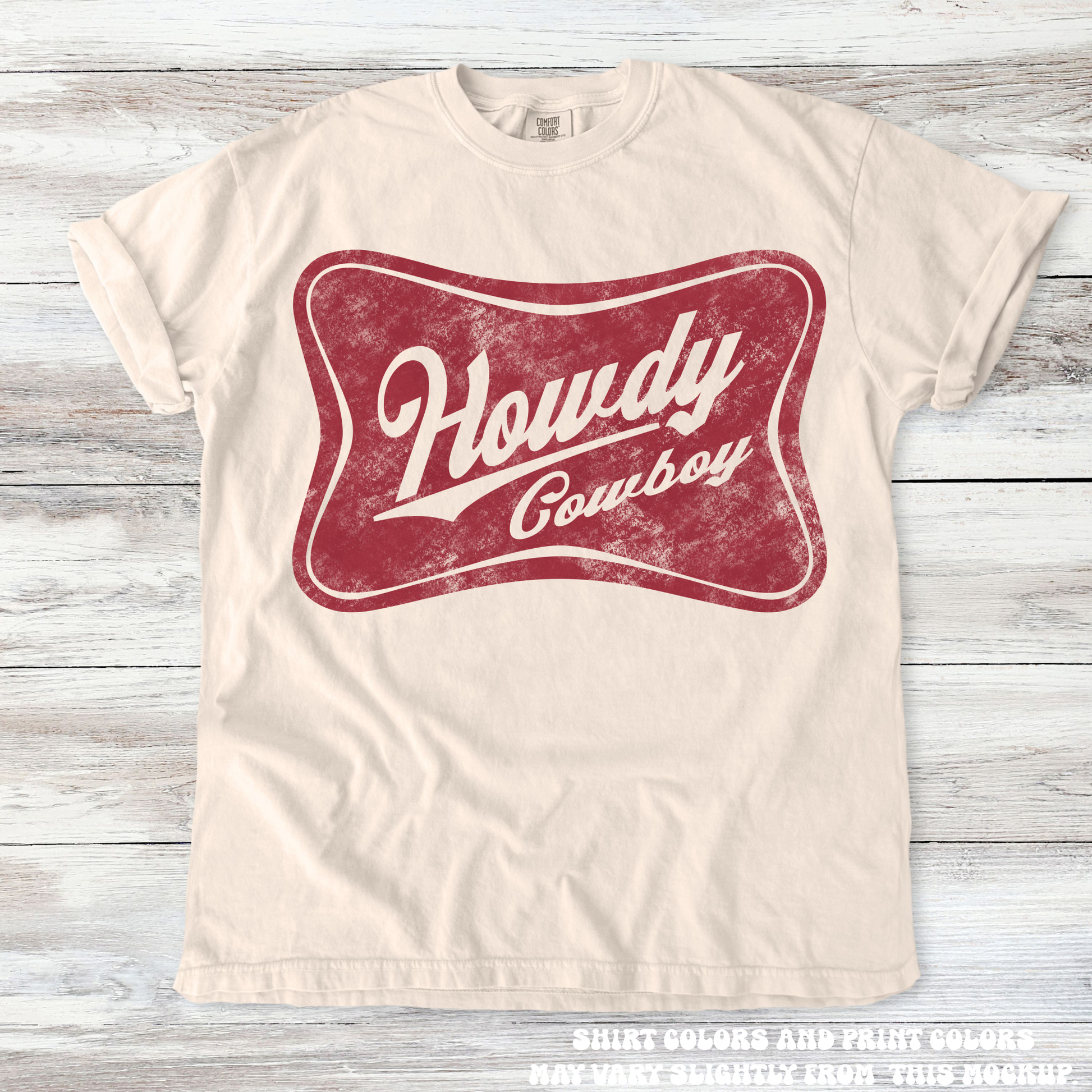 Retro Howdy Cowboy Western Tee - Printed On Comfort Colors