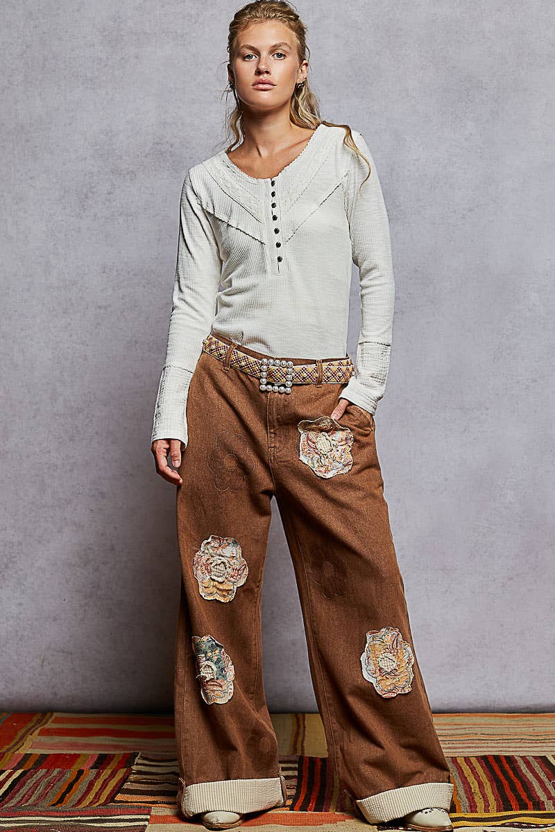 Long sleeve double gauze solid knit rib top