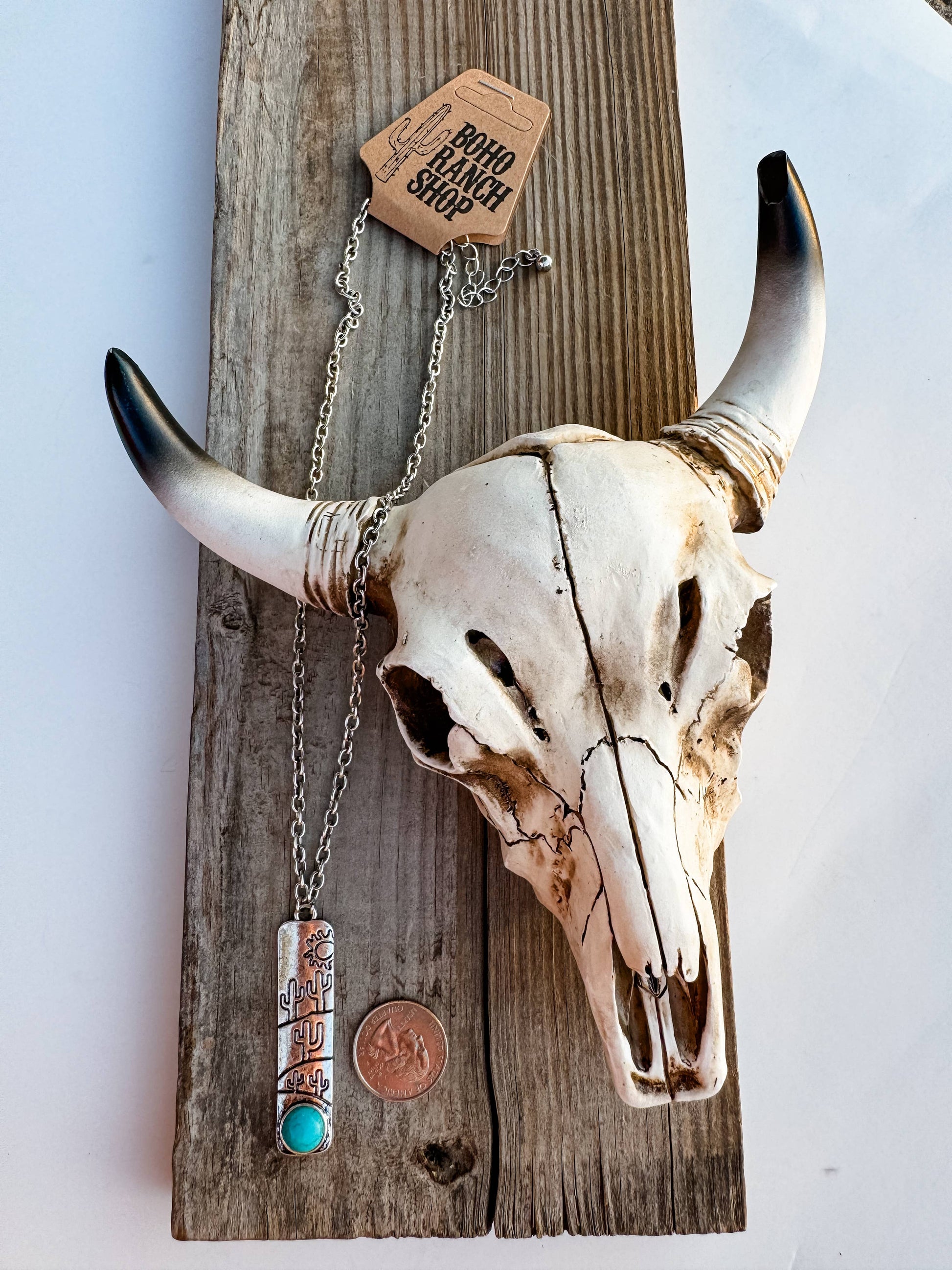 Western Cactus Scenery Bar Necklace