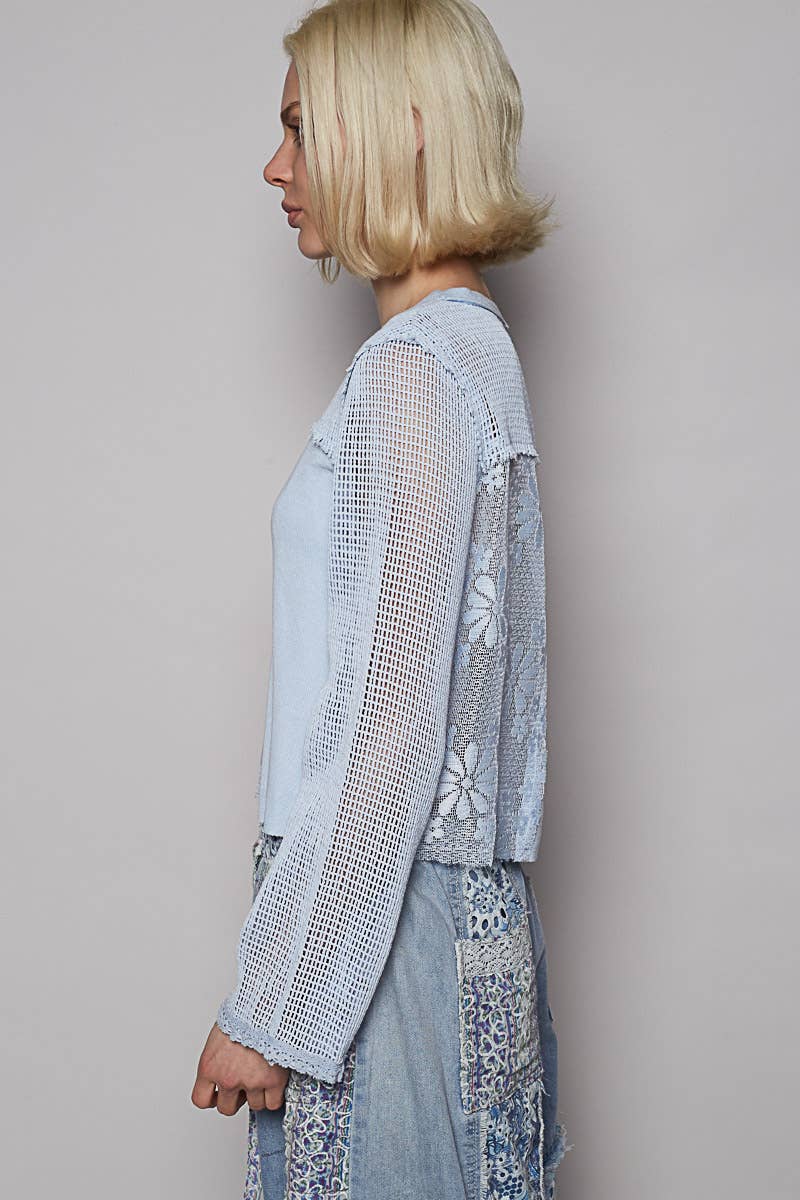 lace crochet contrast top