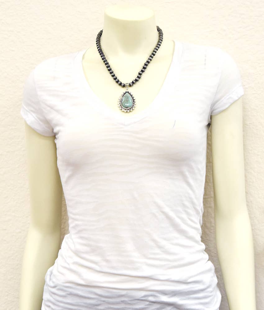 732606, 16" Handmade Navajo Turquoise Necklace