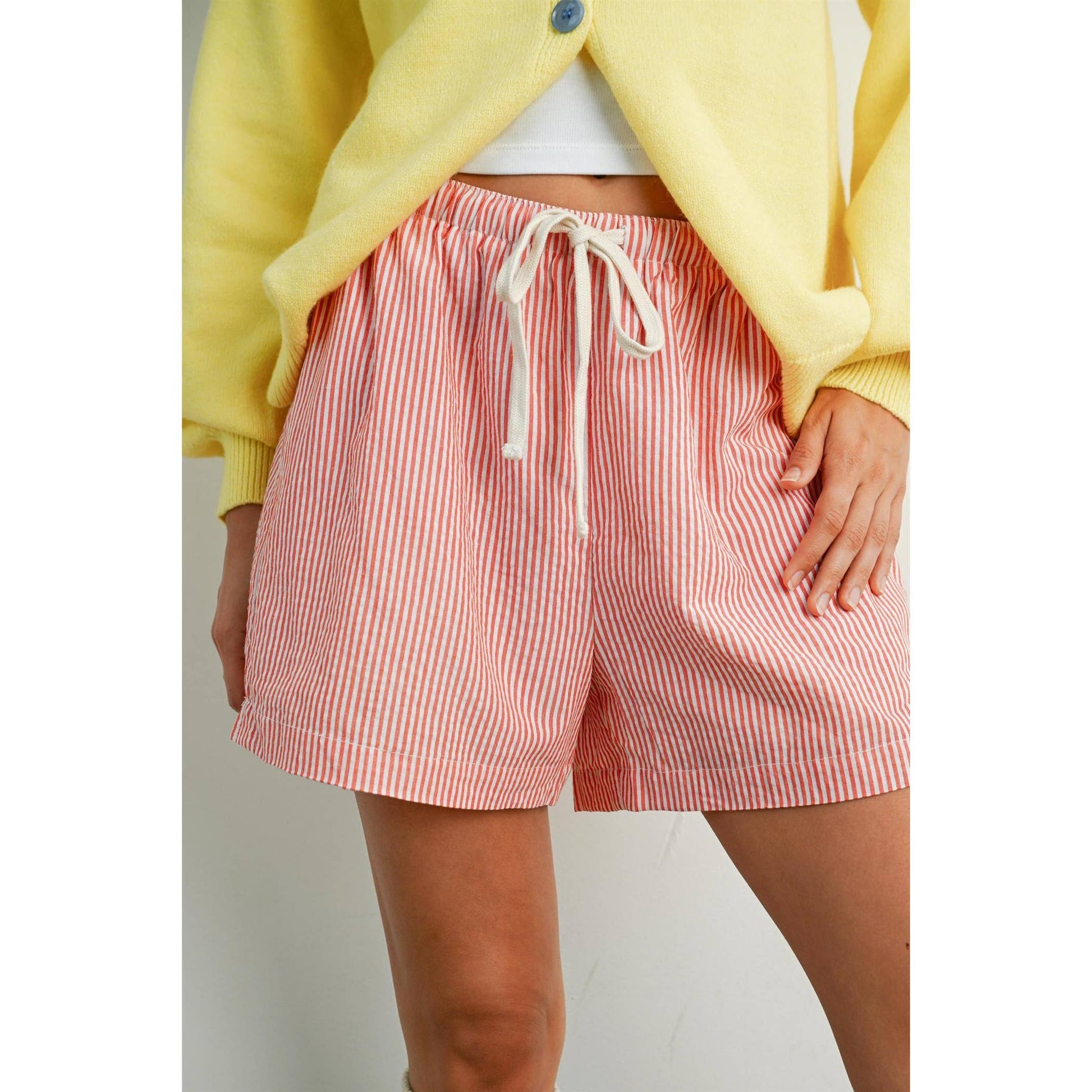 Casual Striped Drawstring Shorts