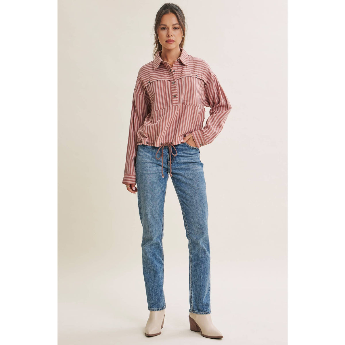 DESERT MORNING STRIPE DRAWSTRING PULLOVER