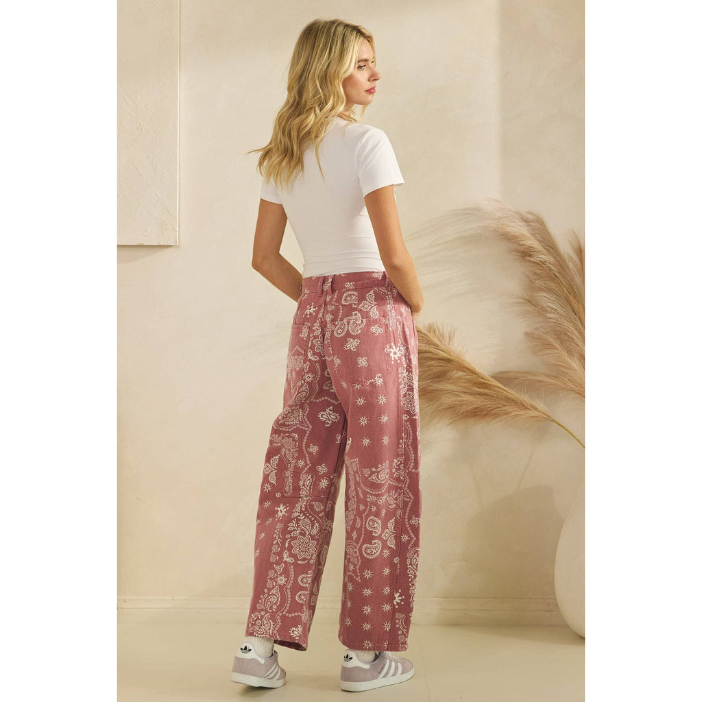 Paisley Printed Denim Pants