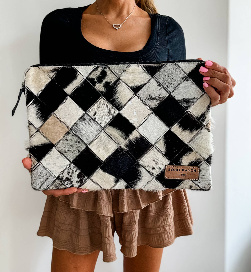 BOHO LUXE LAPTOP tech sleeve computer bag hairon cowhide