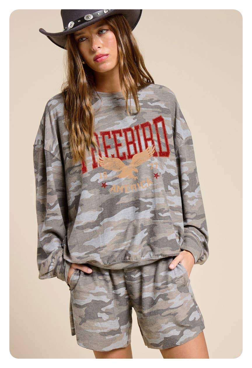 Free Bird America 1977 Graphic L/S French Terry Pullover