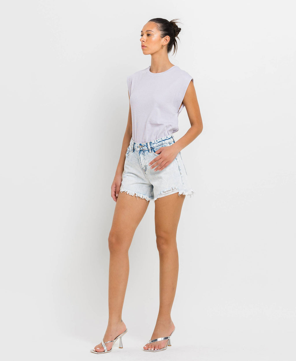 HIGH RISE DISTRESSED SHORTS