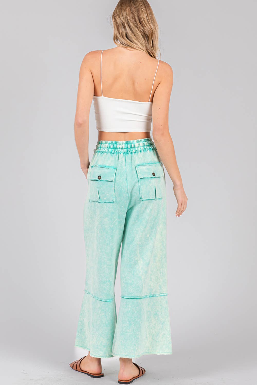 MINERAL WASHED TERRY KNIT PANTS