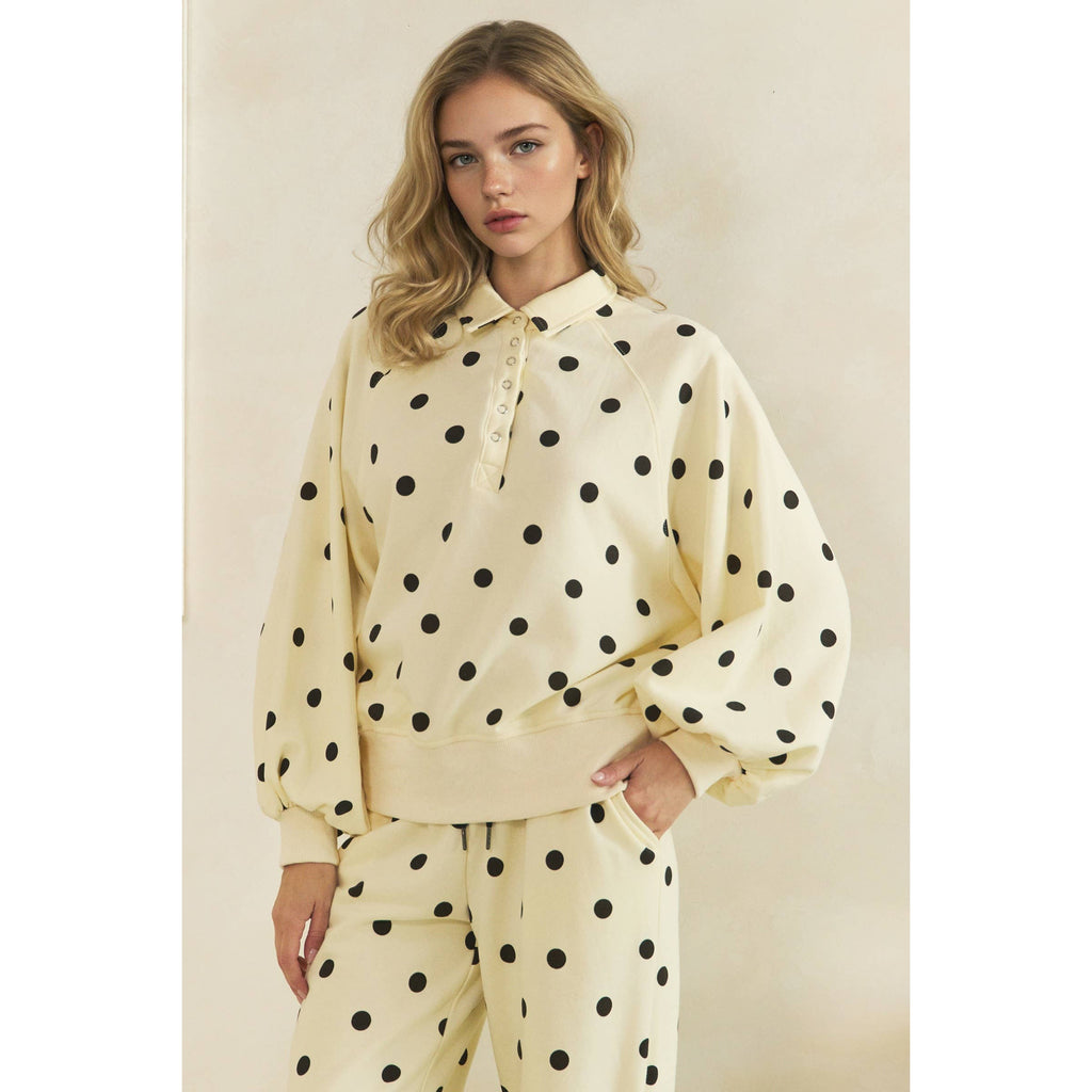 Playful Charm Polka Dot Quarter Zip