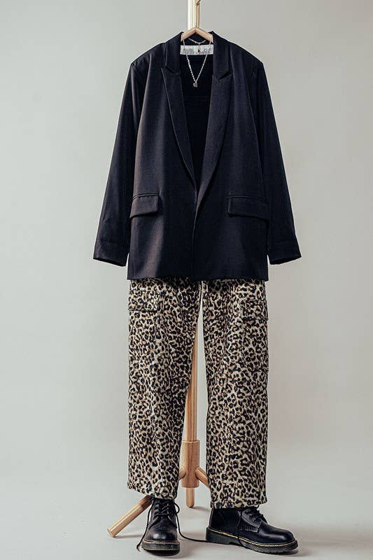 Leopard Print Cropped Cargo Pants
