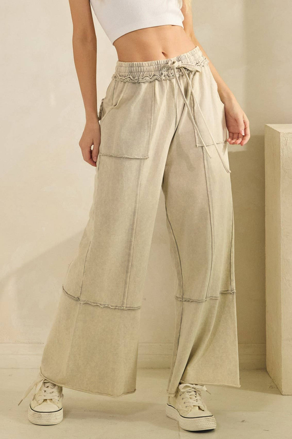 MINERAL WASHED TERRY KNIT PANTS (SP7055-A)