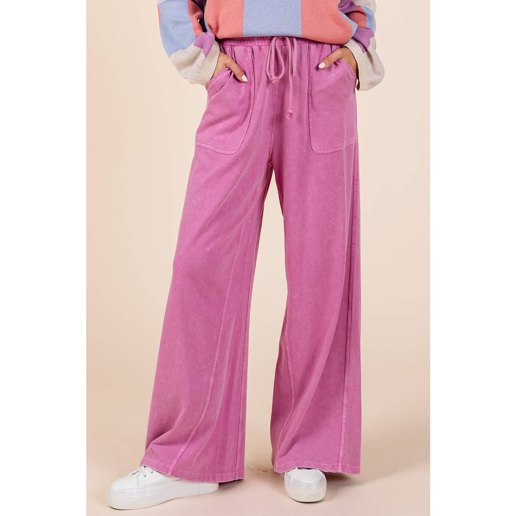 FRENCH TERRY WIDE LEG PANTS