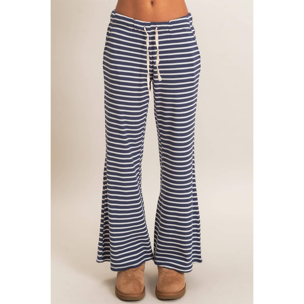 Low Rise Striped Waffle Knit Pants