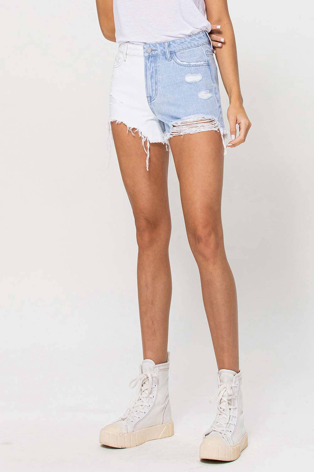 HIGH RISE COLOR BLOCK SHORTS