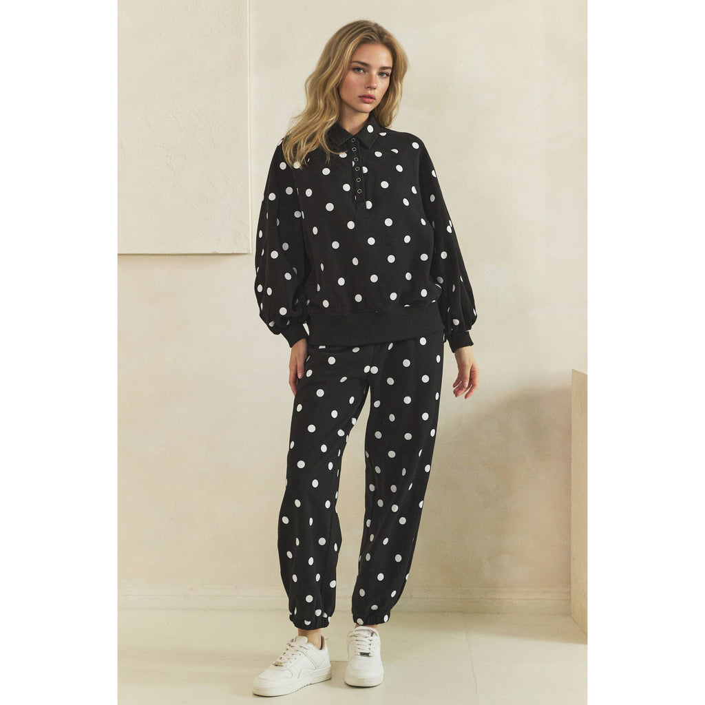 Playful Charm Polka Dot Quarter Zip
