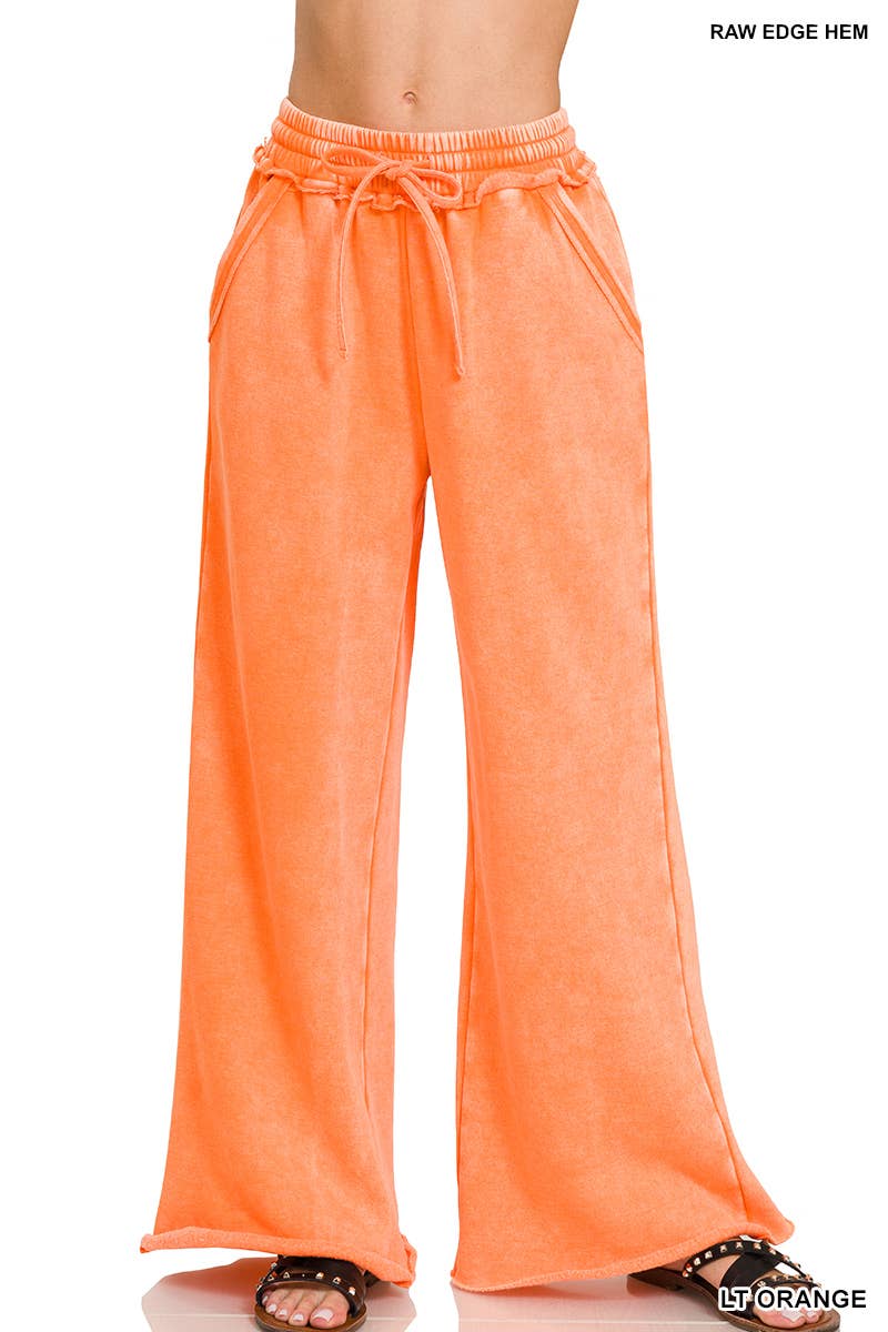 Acid Wash Fleece Sweatpants With Pockets