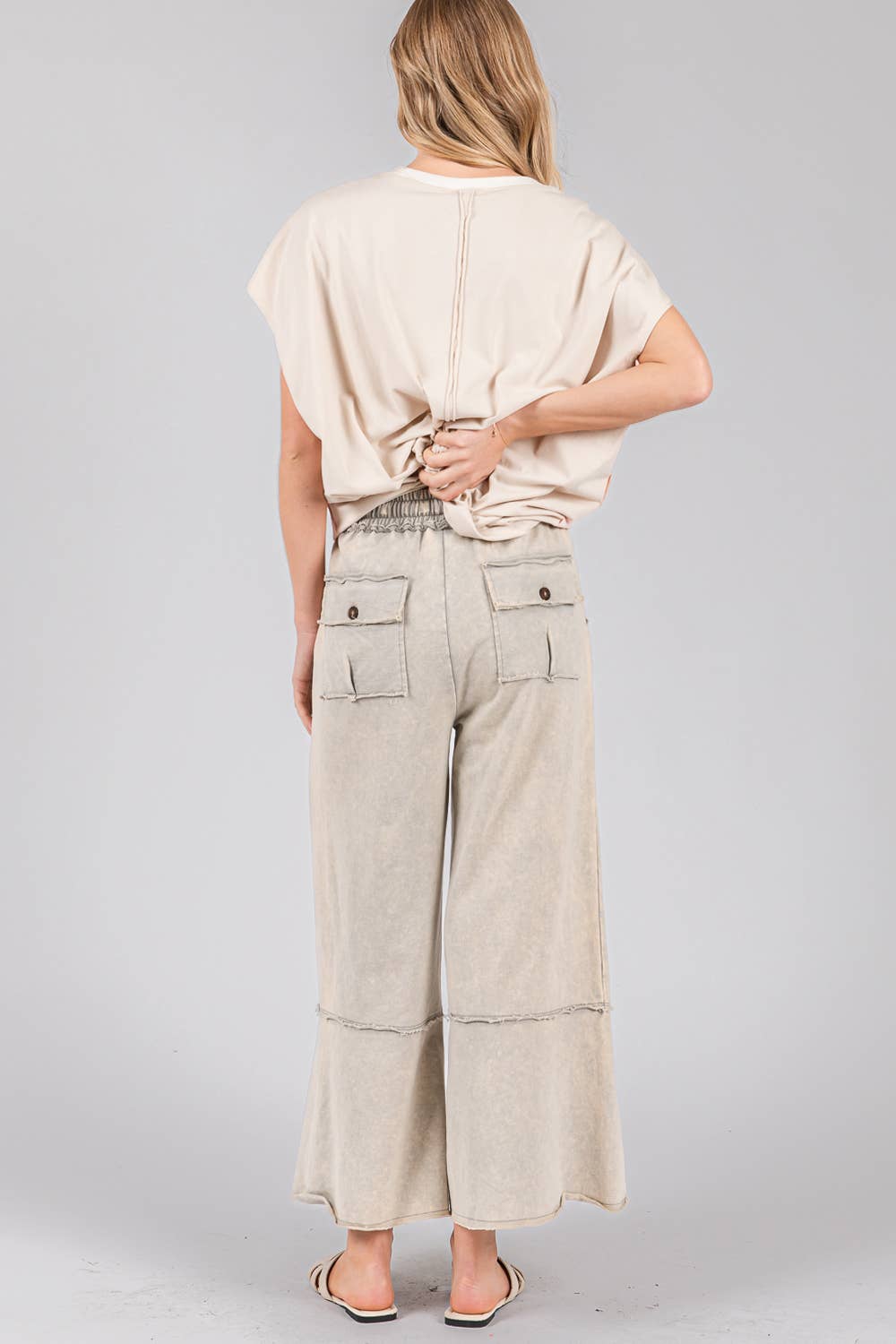 MINERAL WASHED TERRY KNIT PANTS