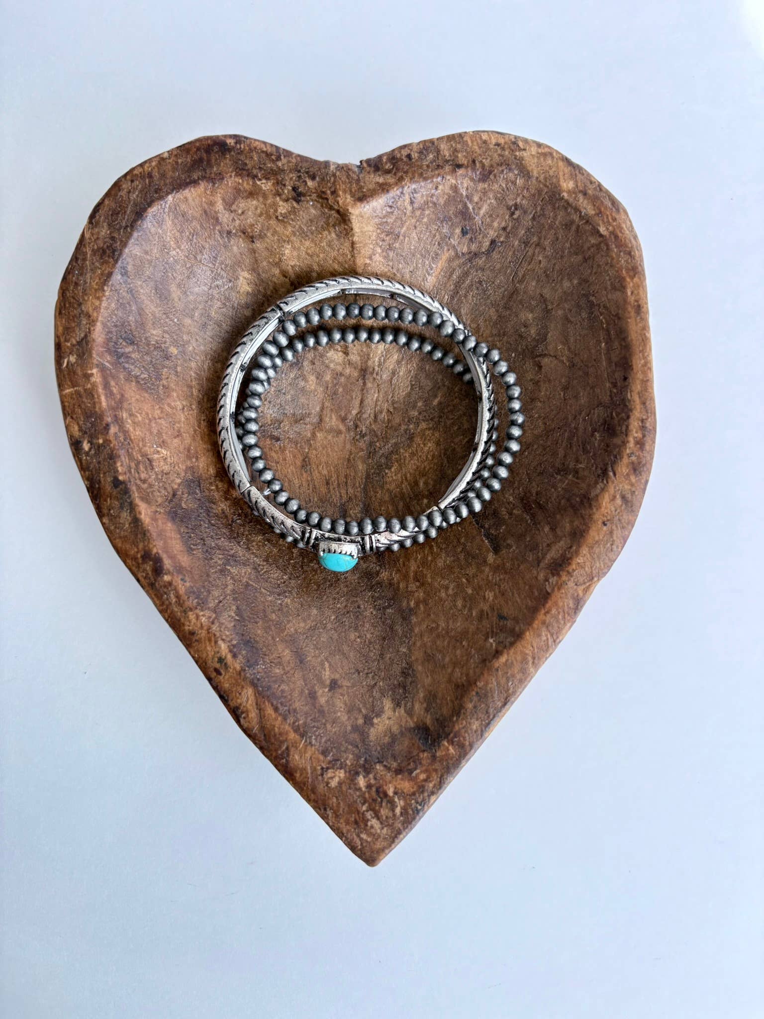Western Navajo Glass Stone 3 Layer Stretch Bracelet