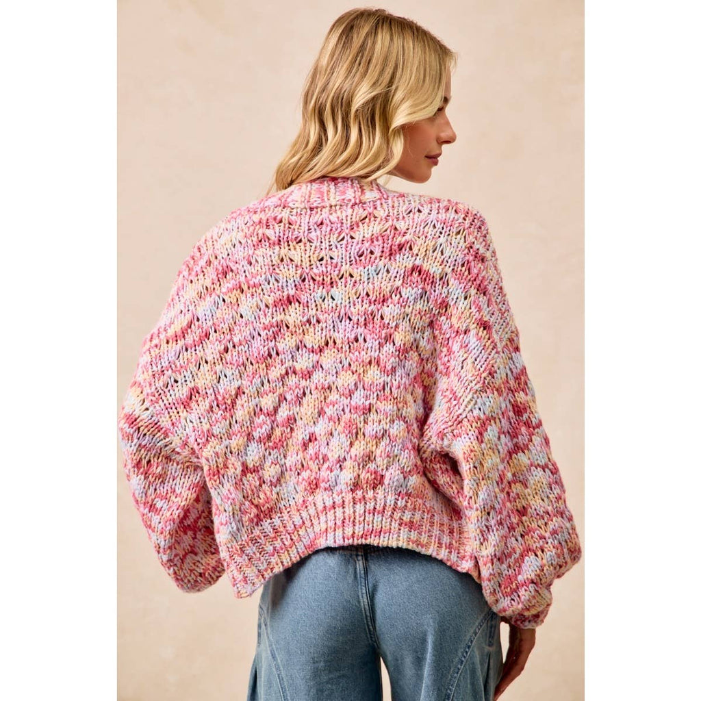 MULTI COLORS OPEN FRONT SWEATER CARDIGAN