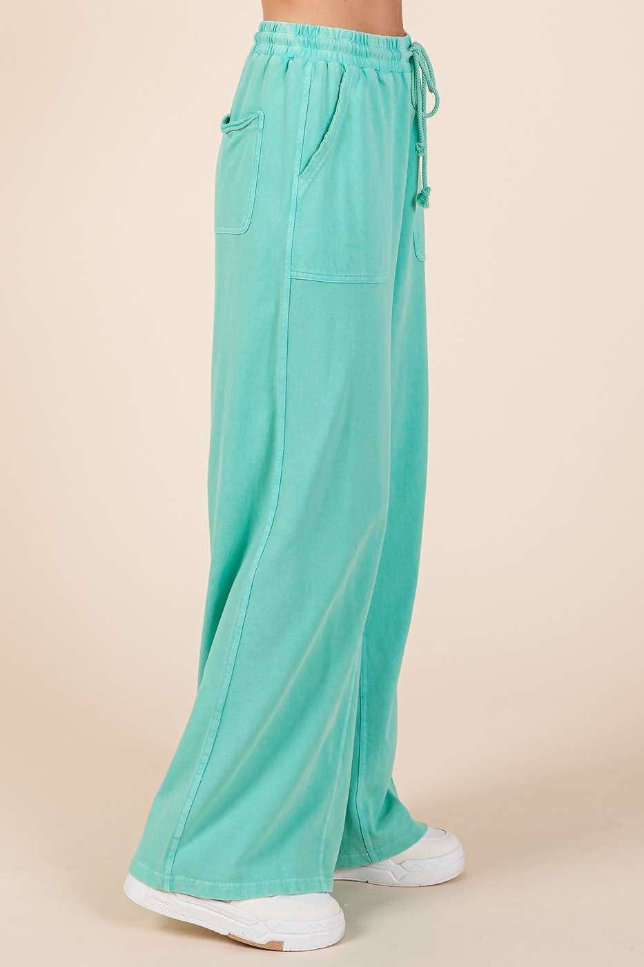 FRENCH TERRY WIDE LEG PANTS