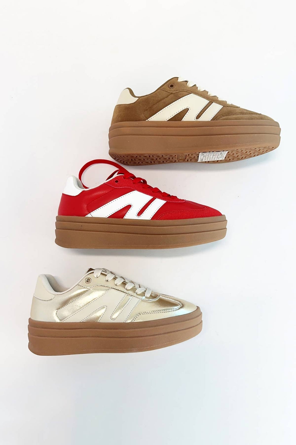 COLOR BLOCK PLATFORM SNEAKERS Red/White