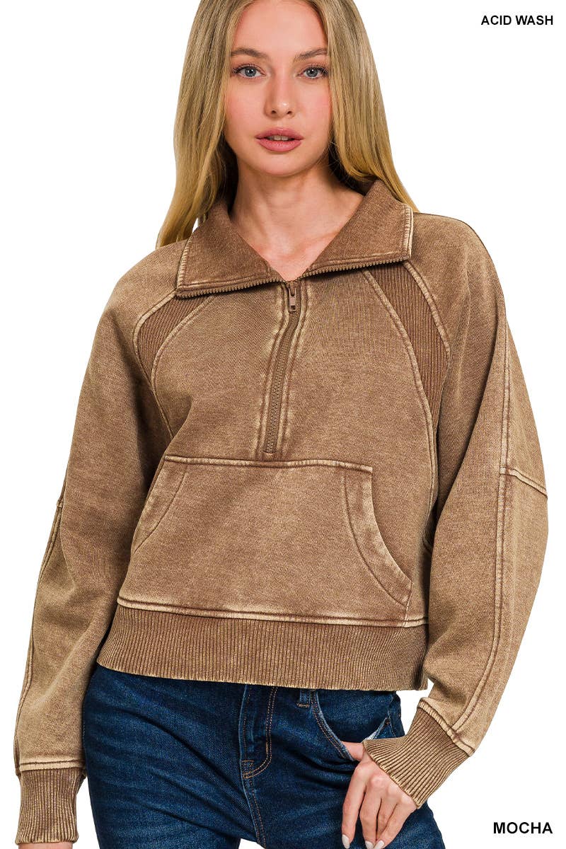 `.Half Zip Cropped Pullover