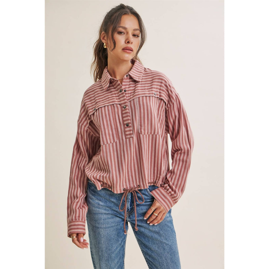 DESERT MORNING STRIPE DRAWSTRING PULLOVER